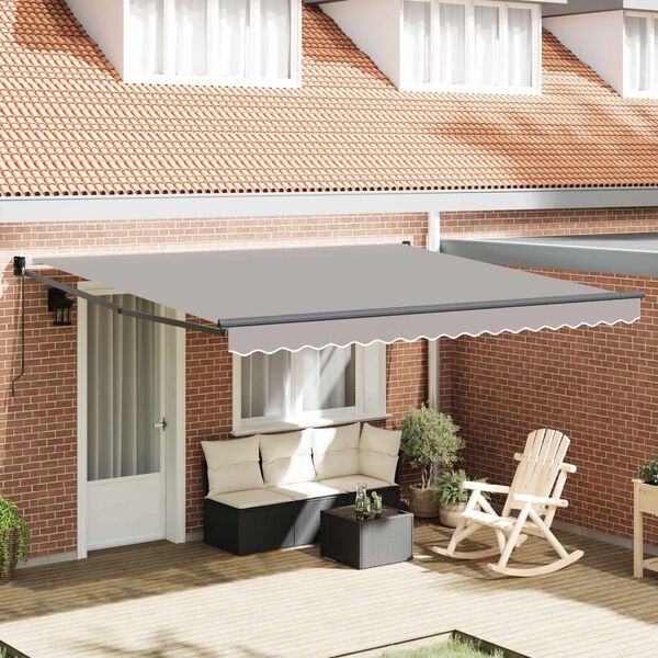 vidaXL Retractable Awning Manual Light Grey 400 x 300 cm