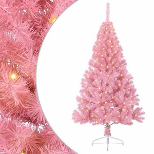 vidaXL Artificial Pre-lit Christmas Tree with 150 LEDs Pink 120 cm PVC