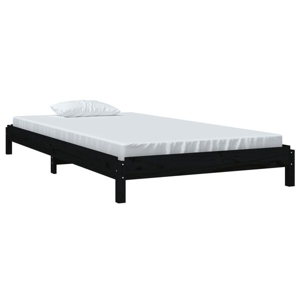 vidaXL Stack Bed without Mattress Black 90x200 cm Solid Wood Pine