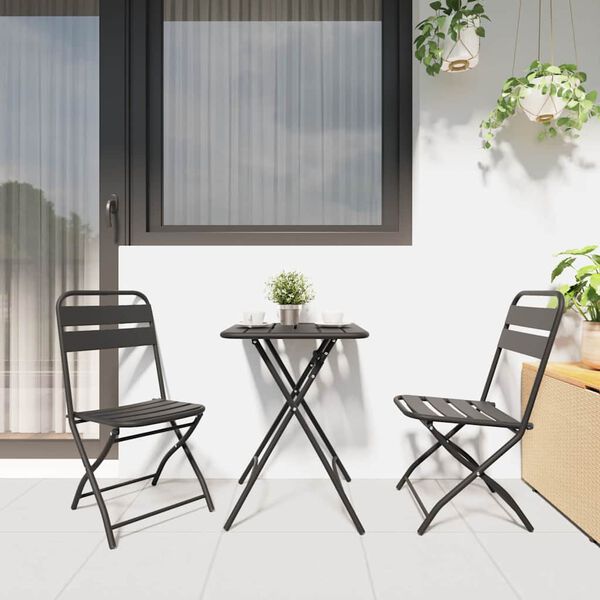 vidaXL Garden Folding Chair 2 pcs Anthracite 55 x 56.5 x 91cm Steel