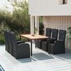 vidaXL 7 Piece Garden Dining Set Black Poly Rattan&Solid Wood Acacia