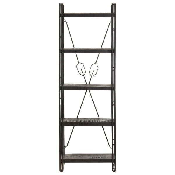 vidaXL 5-Tier Bookcase Black 60x30x180 cm Solid Mango Wood