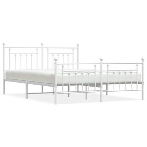 vidaXL Metal Bed Frame without Mattress with Footboard White 183x213cm