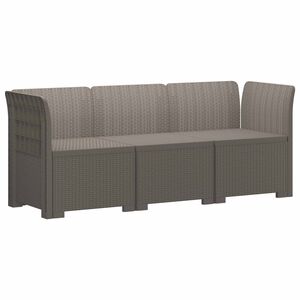 vidaXL 3-Seater Garden Sofa Rattan Look PP Light Grey