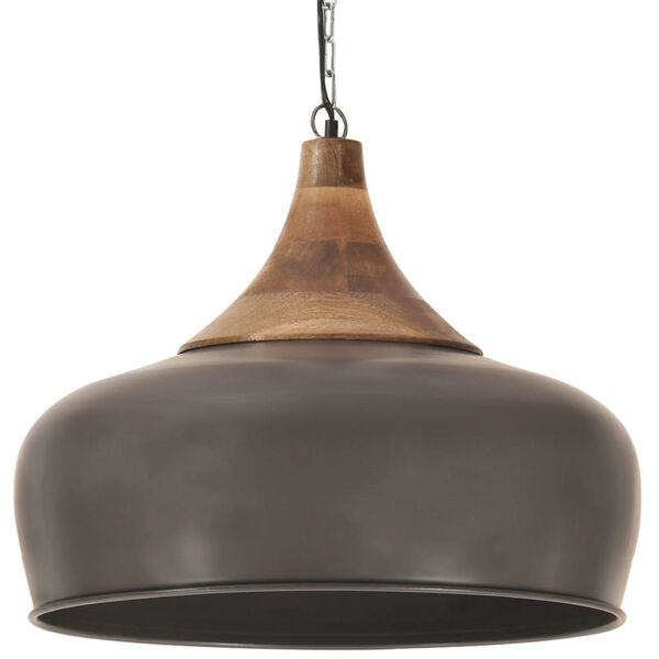 vidaXL Industrial Hanging Lamp Grey Iron & Solid Wood 45 cm E27