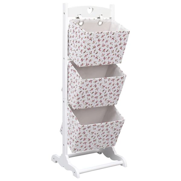 vidaXL 3-Layer Basket Rack Flower 35x35x102 cm Wood