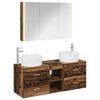 vidaXL Bathroom Furniture Set 4 pcs Old Wood Engineered Wood and Glass