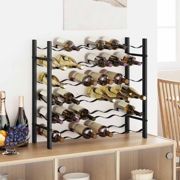 vidaXL Wine Rack for 36 Bottles Black Iron
