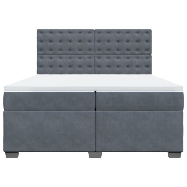 vidaXL Box Spring Bed with Mattress Dark Grey 200x200 cm Velvet