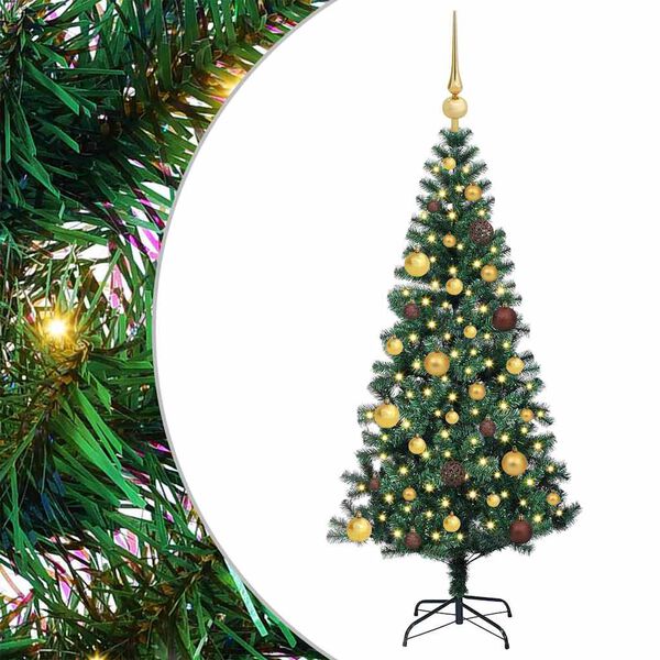 vidaXL Artificial Pre-lit Christmas Tree Green 150 cm PVC and Metal
