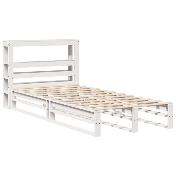 vidaXL Bed Frame without Mattress White 75x190 cm Small Single Solid Wood Pine