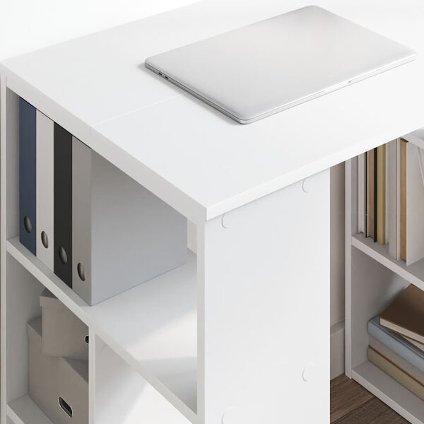 vidaXL Desk with Shelf White 90 x 50 x 75 cm Engineered Wood