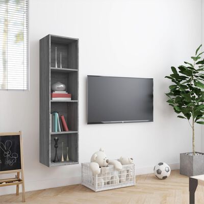 vidaXL Book Cabinet/TV Cabinet Grey Sonoma 143x30x36cm Engineered Wood