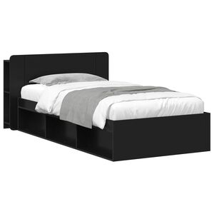 vidaXL Bed Frame with Storage Black 90 x 190 cm Engineered Wood