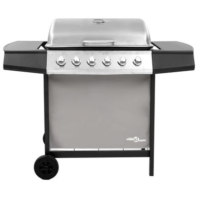 vidaXL Gas BBQ Grill with 6 Burners Black and Silver
