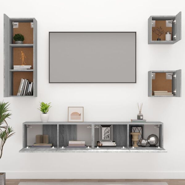 vidaXL 5 Piece TV Cabinet Set Grey Sonoma Engineered Wood