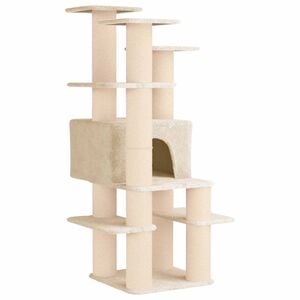 vidaXL Cat Tree with Sisal Scratching Posts Cream 161 cm