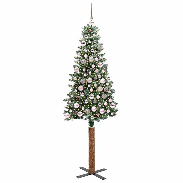 vidaXL Slim Christmas Tree with 300 LEDs Green and White 180 cm