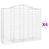 vidaXL Arched Gabion Baskets 4 pcs 200x50x160/180 cm Galvanised Iron