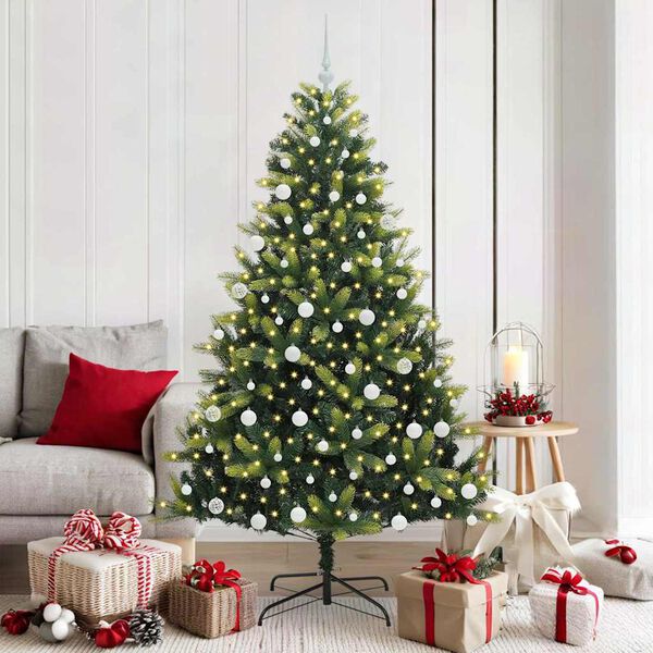 vidaXL Artificial Hinged Christmas Tree 300 LEDs Green 180 cm
