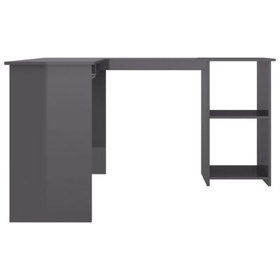 vidaXL L-Shaped Corner Desk High Gloss Grey 120x140x75 cm Engineered Wood
