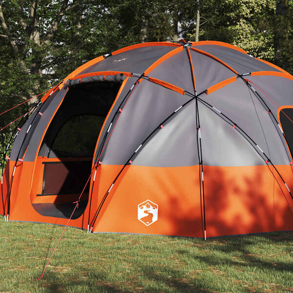 vidaXL Camping Tent Grey and orange 475 x 475 x 235 cm Polyester