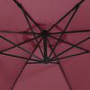 vidaXL Cantilever Garden Parasol with LED Lights and Steel Pole Wine Red