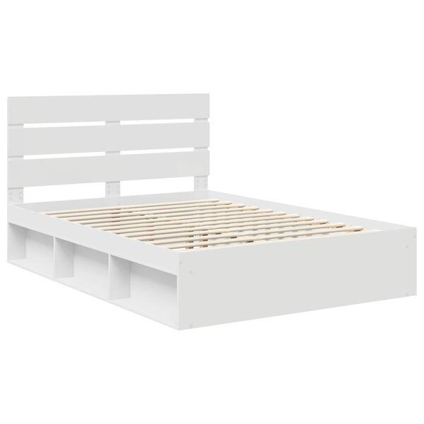 vidaXL Bed Frame with Headboard White 140 x 200 cm Solid Pine Wood