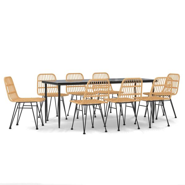 vidaXL 9 Piece Garden Dining Set Poly Rattan