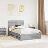 vidaXL Bed Frame with Drawer Grey Sonoma 120 x 200 cm Engineer Wood