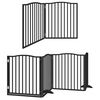 vidaXL Dog Gate with Door Foldable 8 Panels Black 640 cm Poplar Wood