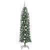 vidaXL Artificial Slim Christmas Tree Green and White 210 cm