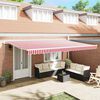 vidaXL Retractable Awning Red and White 500 x 300 cm Fabric and Metal