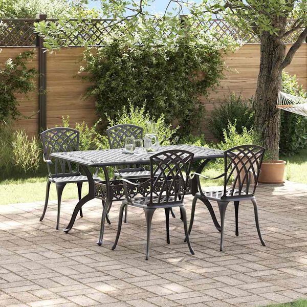 vidaXL Garden Dining Set 5 pcs Black Aluminium