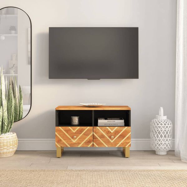 vidaXL TV Cabinet Brown and Black 70x33.5x46 cm Solid Wood Mango