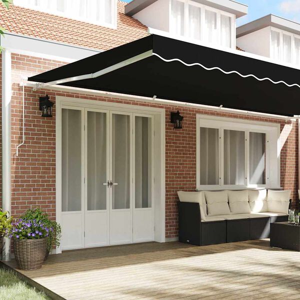 vidaXL Retractable Awning Black 600 x 300 cm Polyester and Aluminium