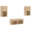 vidaXL 4 Piece TV Wall Cabinets with LED Lights Sonoma Oak