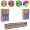 vidaXL TV Wall Cabinet Set with LED Lights 7 pcs Artisan oak