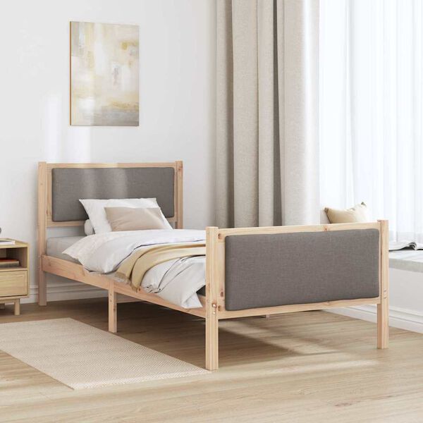 vidaXL Bed Frame with Headboard Taupe 90 x 200 cm Fabric