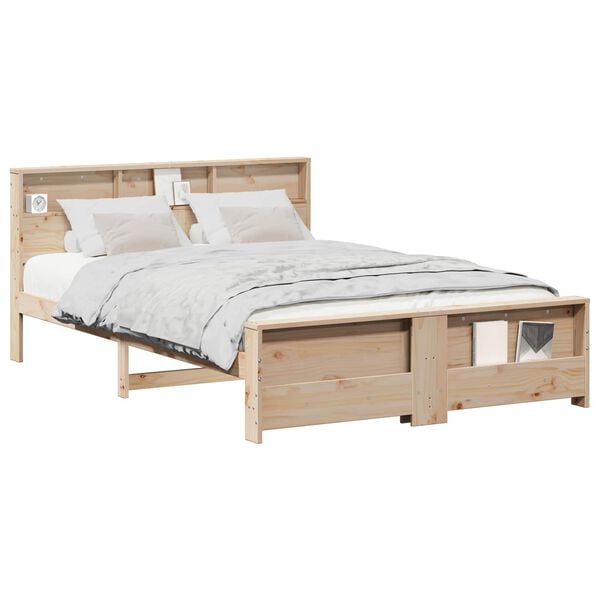 vidaXL Bed Frame with Headboard Brown 150 x 200 cm Engineered Wood