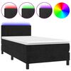 vidaXL Box Spring Bed with Mattress&LED Black 90x190cm Velvet