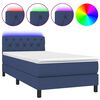 vidaXL Box Spring Bed with Mattress&LED Blue 80x200cm Fabric