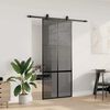 vidaXL Sliding Door with Hardware Set Black 90x205 cm Tempered Glass