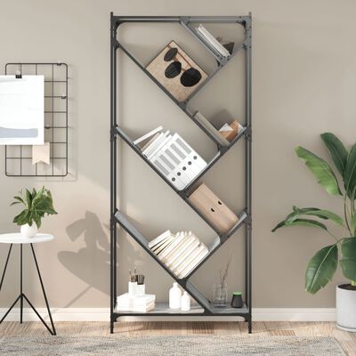 vidaXL Bookcase Grey Sonoma 79x30x180 cm Engineered Wood and Metal