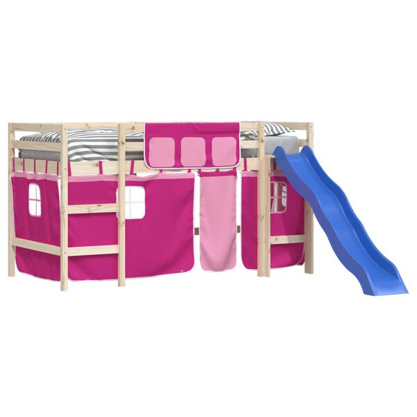 vidaXL Curtains for Loft Bed Pink Polyester