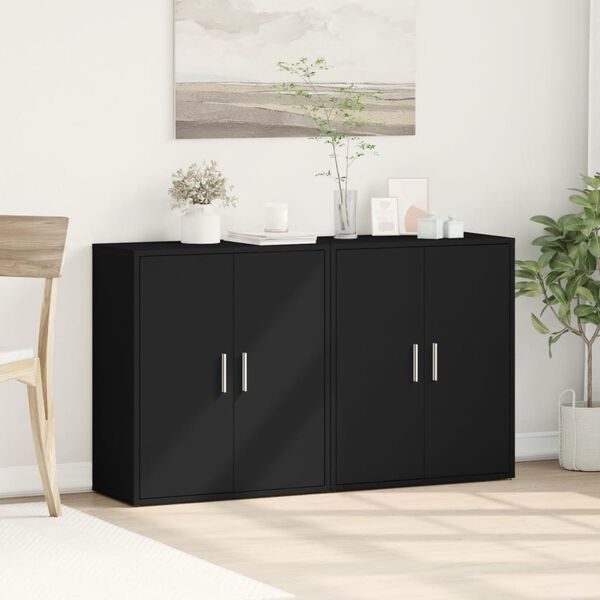 vidaXL Sideboards 2 pcs Black 60x31x70 cm Engineered Wood