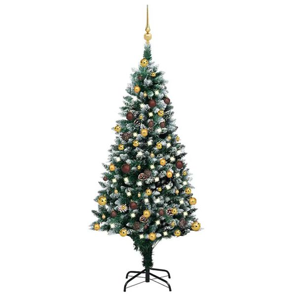 vidaXL Artificial Pre-lit Christmas Tree with Ball Set&Pinecones 150 cm