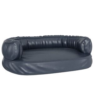 vidaXL Ergonomic Foam Dog Bed Dark Blue 75x53 cm Faux Leather