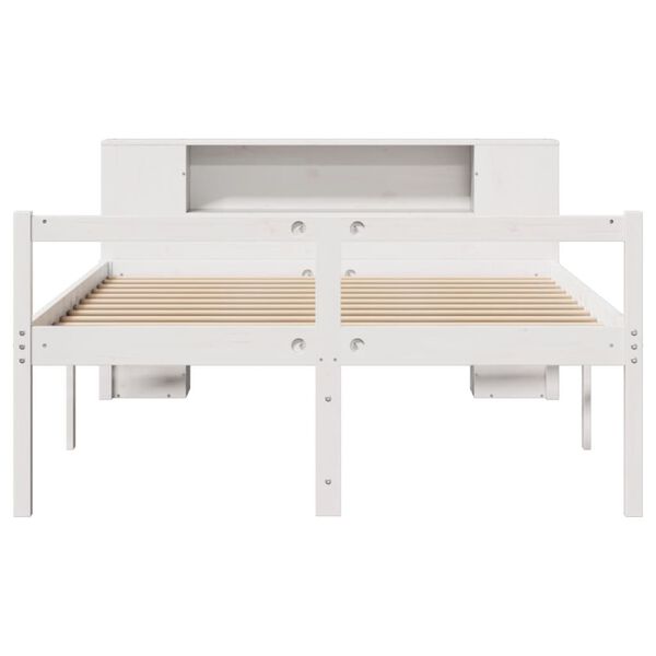 vidaXL Bookcase Bed without Mattress White 135x190 cm Double Solid Wood Pine