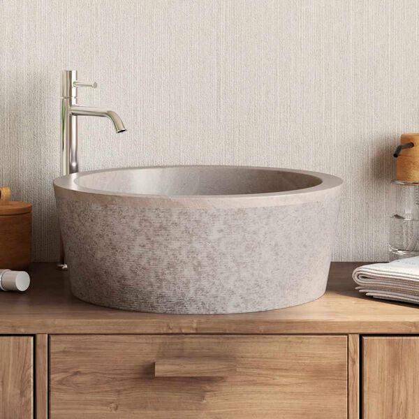 vidaXL Sink Grey &Oslash;40x15 cm Marble